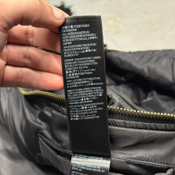 Balenciaga Hooded Bomber Jacket Faux Fur Hood Oversized Zip Blackk Large - Picture 13 of 14